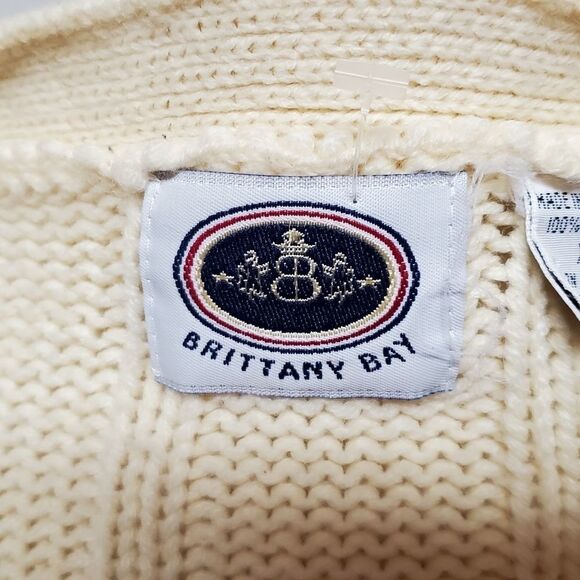 VINTAGE 1970s Brittany Bay Butter Yellow Corded Knit Button Up Cardigan XL - Picture 10 of 11